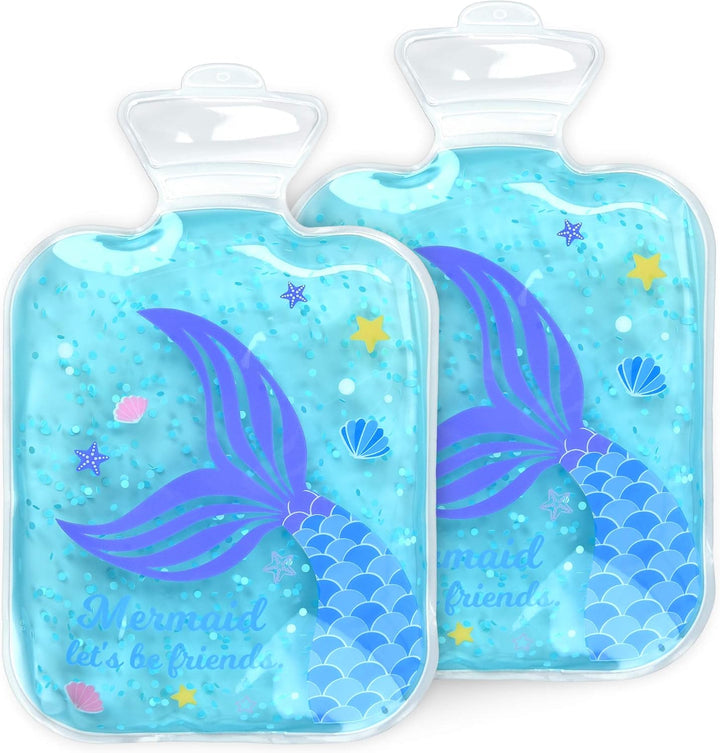 Girls Hot and Cold Packs (Set of 2) - Kids Reusable Heat and Ice Gel Pack Set - Bpa-Free Compress to Cool or Warm - Mermaid Design
