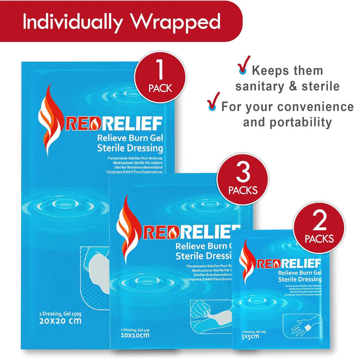 Emergency Assorted Burn Dressings Pack of 6 - Cools, Soothes and Relieves Pain