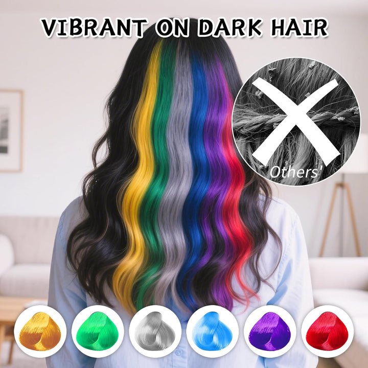 Hair Dye for Dark Hair, Temporary Hair Colour Comb for Girl & Women. Great Gift on Birthday Halloween Christmas Cosplay Party, Easy Washable and Safety Hair Chalk Comb(6 Bright Colour)