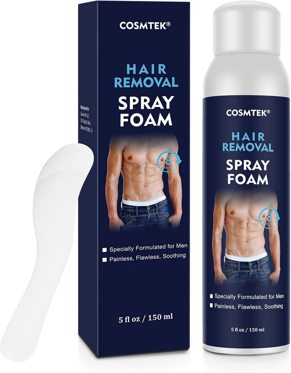 Hair Removal Spray Foam for Men, Painless Depilatory for Bikini, Pubic, Leg, Underarm, Face and Body. Intimate Hair Remove Cream. Gentle Formula for All Skin Types.