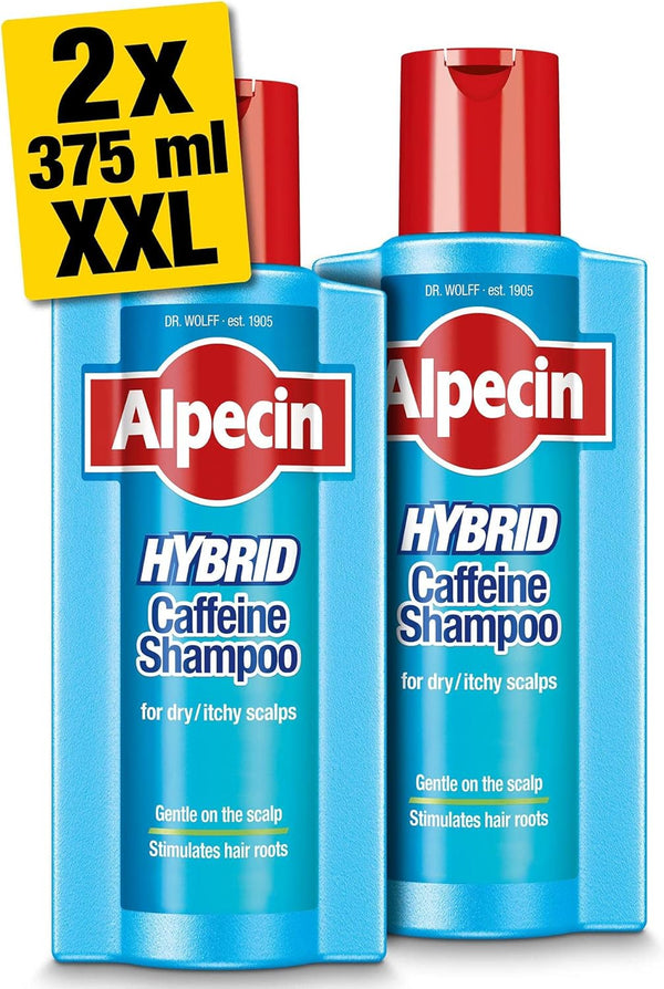 Hybrid Shampoo 2X 375Ml | Natural Hair Growth Shampoo for Sensitive and Dry Scalps | Energizer for Strong Hair | Hair Care for Men Made in Germany
