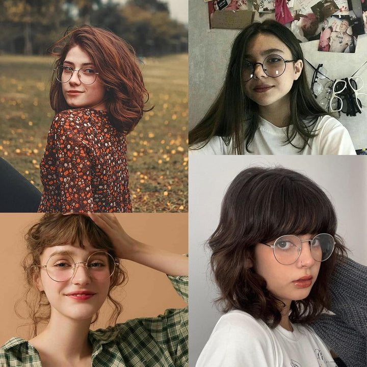 Retro round Glasses Clear Lens Non-Prescription for Men Women Metal Frame