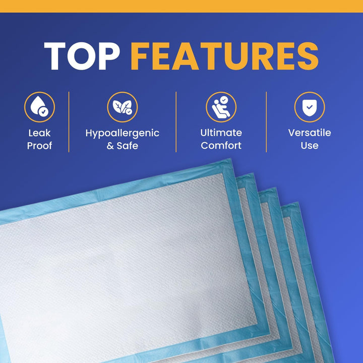 100 X Disposable Incontinence Bed Pads 90 X 60Cm – Highly Absorbent Waterproof Bed Sheets for Adults, Elderly, Children & Babies – Bed Wetting Sheets & Bed Protectors for Mattress, Sofa & Chair