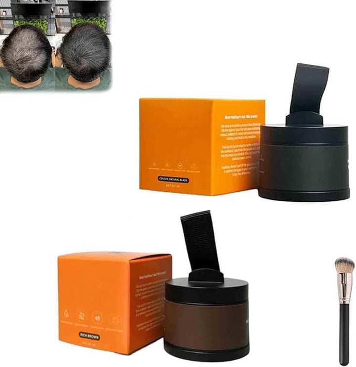 Hairbear Hair Filler,Hair Filler Powder,Long Lasting Water Proof,Fast & Full Care,Natural Hair Thickening Fibers Instant Volume & Scalp Coverage (2Pcs-Black, 39 G (Pack of 1))