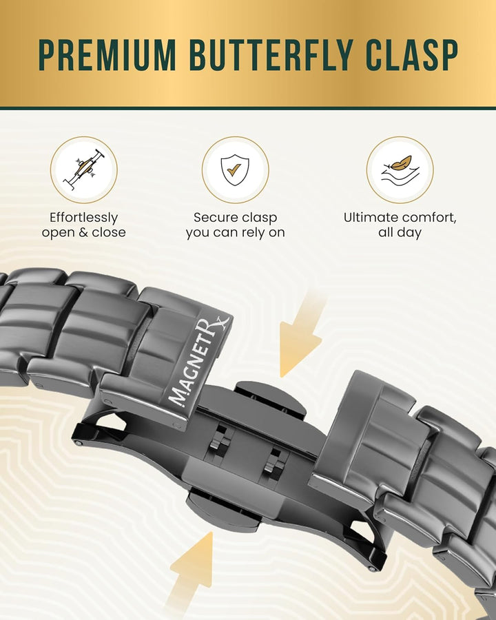 ® Magnetic Bracelets for Men - Ellipsemax 5X Strength 5,000 Gauss Magnets - Designed in USA & Patent Approved - Premium Titanium Mens Magnetic Bracelet & Adjustable Length (Gunmetal)