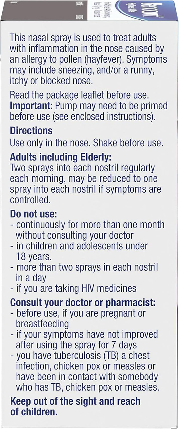 Nasal Spray (1X 10Ml), Budesonide Nasal Spray with 24-Hour Hay Fever Relief, Alcohol Free and Fragrance-Free