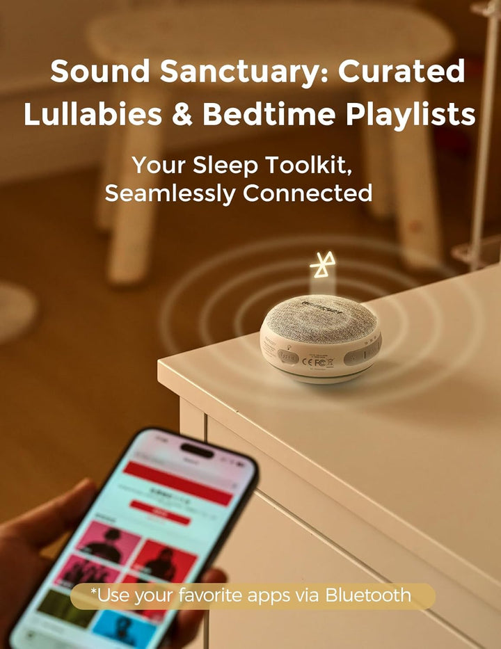 Portable Sound Machine with Night Light, White Noise Sound Machine for Baby, 20 Soothing Sounds, Sound Therapy, Long-Lasting Power, Timer, Clips on Stroller, Baby Shower Gifts