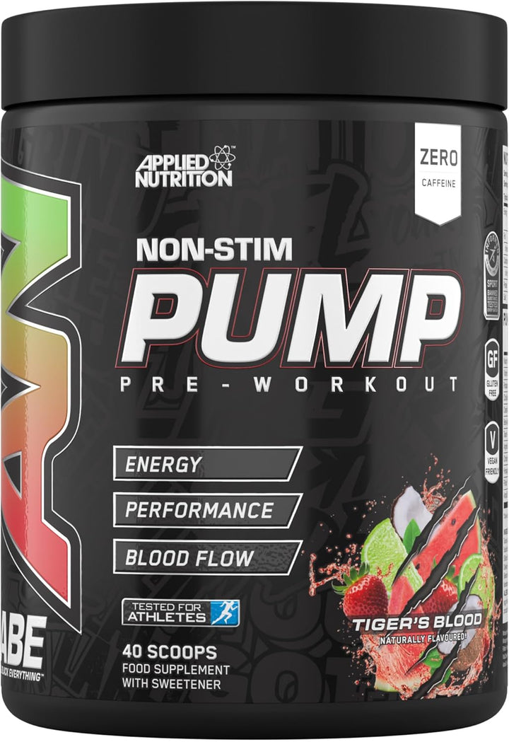 ABE Pump Pre Workout - All Black Everything Stim Free Pump Pre Workout Powder | Pump, Energy & Strength with Citrulline, Creatine, Beta-Alanine (500G - 40 Servings) (Tigers Blood)