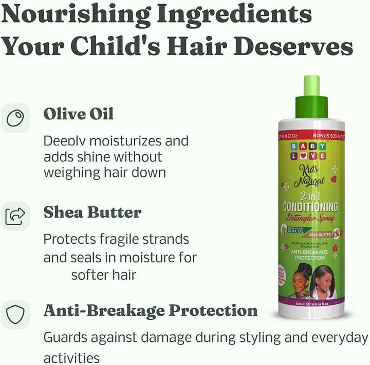 BABY LOVE KIDS NATURAL 2-IN-1 SHEA BUTTER CONDITIONING DETANGLING SPRAY 500ML