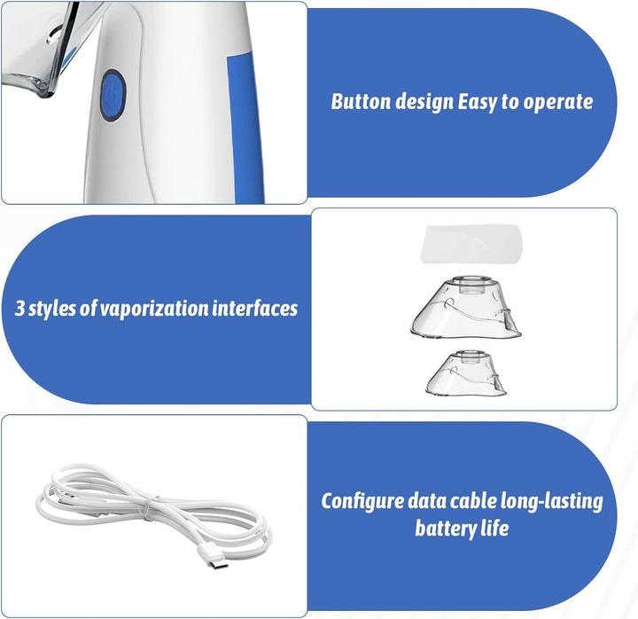 Portable Nebulizer Machine for Adults & Kids with 1 Big+1 Small Mask,Portable Nebulizer,Steam Inhaler,Nebuliser Machine for Adults,Silent Efficient Nebulizer,For Adults Kids Home Travel