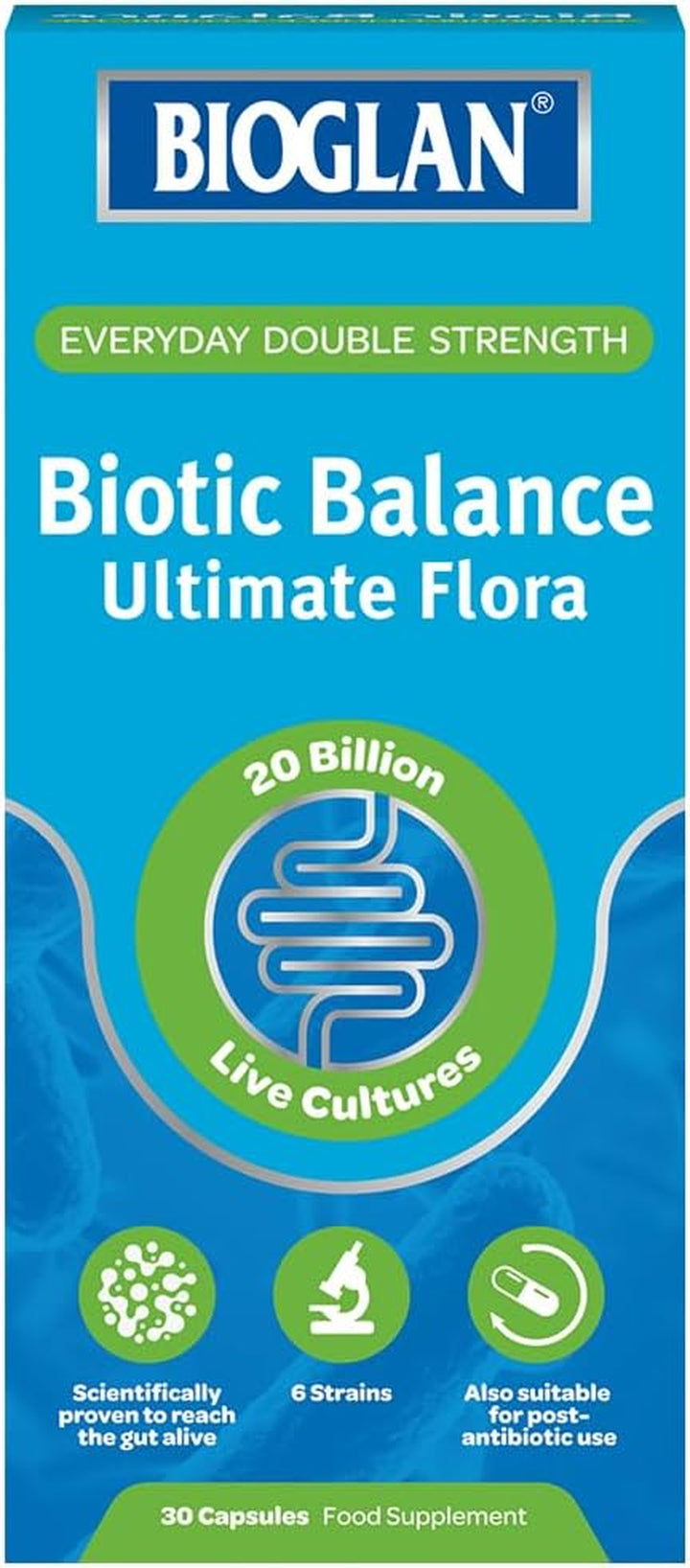Biotic Balance Ultimate Flora | 20 Billion | CFU | 6 Strains | Live Bacteria | 30 Capsules