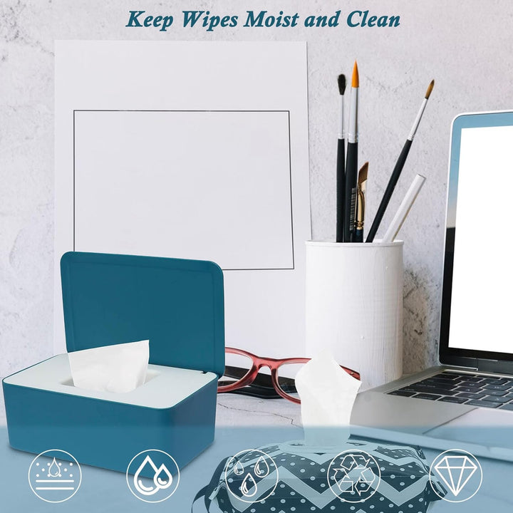 Large Wipes Dispenser Box, Toilet Dry Wet Tissue Dispenser Case and Portable Baby Wet Wipes Pouches Tissue Holder Refillable Tissue Storage Container Keep Wipes Fresh for Travel Home Office Car
