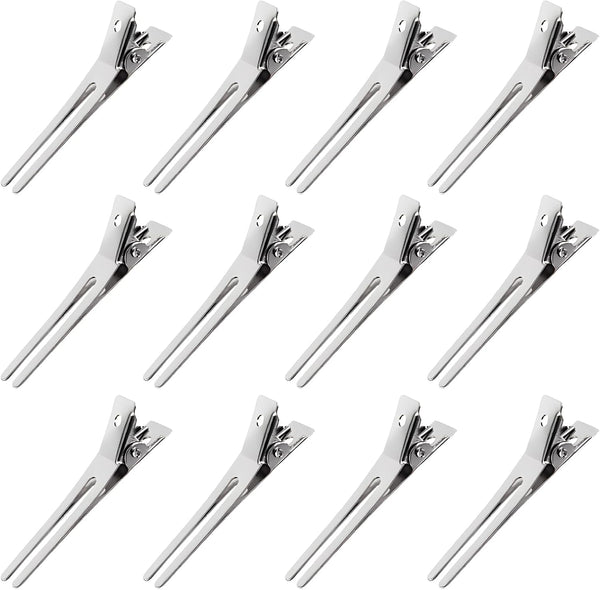 50 Pieces 4.5Cm Double Prong Metal Hair Curl Clips - Rustproof Alligator Hairpins for Styling and Pin Setting Sections