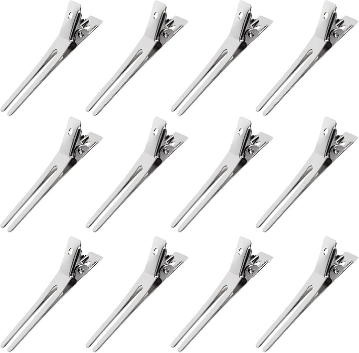 50 Pieces 4.5Cm Double Prong Metal Hair Curl Clips - Rustproof Alligator Hairpins for Styling and Pin Setting Sections