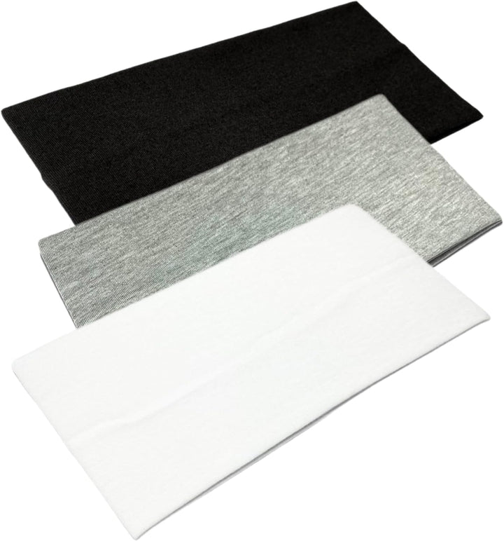 Extra Wide Headbands 11Cm Plain Stretchy Kylie Head Band 2 Pack Unisex Bandeau Headbands for Women & Men Soft Hairbands Yoga Bandana Headband (Black)