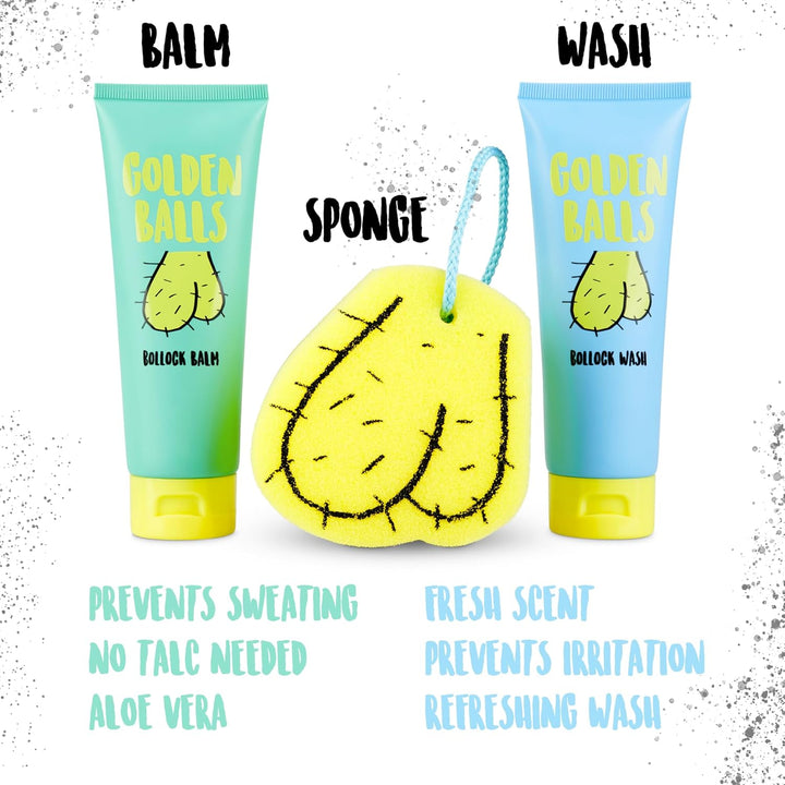 Golden Balls, Balm & Sponge Set - for Your Private Bits - Funny Novelty Gift for Men