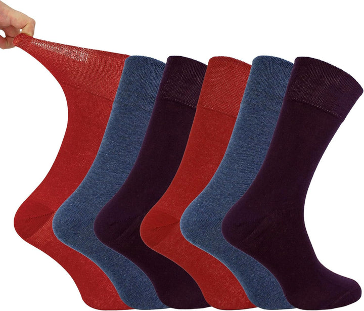 Footnurse - Mens 6 Pairs Cotton Non Elastic Diabetic Socks with Honeycomb Top