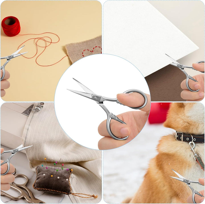 Small Nose Hair Scissors, Facial Hair Mini Grooming Scissors for Men Women, Stainless Steel Trimming Pointed Scissor for Eyebrows, for Facial Hair, Eyebrow, Eyelash, Beard, Moustache, 3.5Inch