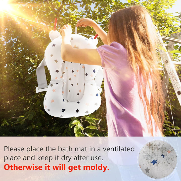Baby Bath Cushion Bathtub Pad, Baby Bath Mat Pillow Newborn Infant Shower Bath Tub Support Seat Pads, Anti-Slip Baby Bath Cushion Mats Bathing Accessories for Newborn Toddler Infant 0-12 Months