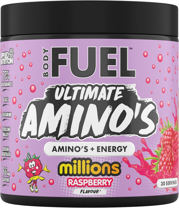 Bodyfuel Amino'S - Amino Acids Supplement, EAA Essential Amino Acids Powder, Muscle Fuel & Recovery (270G - 30 Servings) (Millions Raspberry)