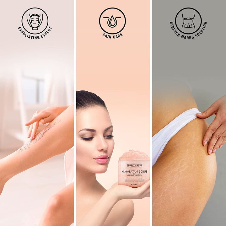 Himalayan Salt Body Scrub with Lychee Oil, Exfoliating Salt Scrub to Exfoliate & Moisturize Skin, Deep Cleansing - 10 Oz