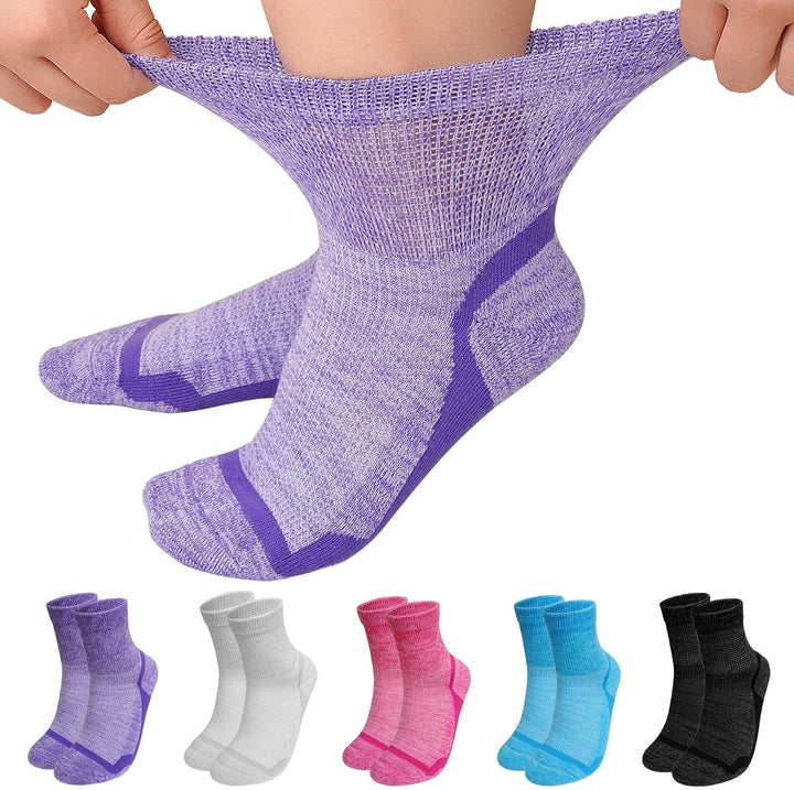 Bamboo Diabetic Socks for Women: Extra Wide Top Ankle Socks for Men - Non Elastic Gentle Loose Seamless for Swollen Feet Size 6-11 5 Pairs