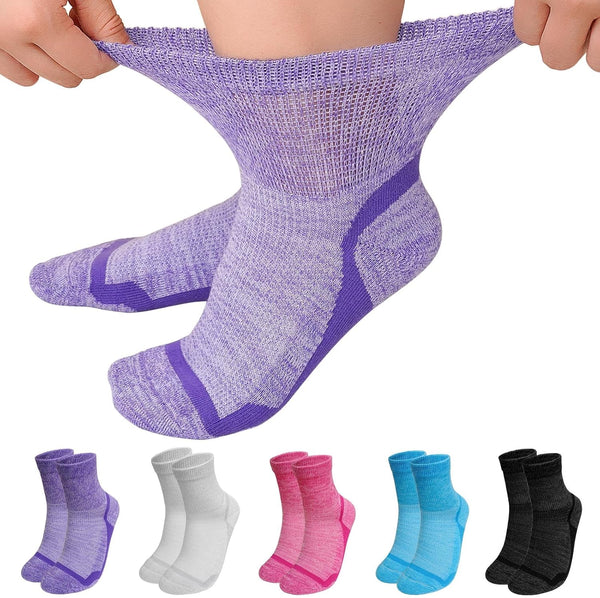 Bamboo Diabetic Socks for Women: Extra Wide Top Ankle Socks for Men - Non Elastic Gentle Loose Seamless for Swollen Feet Size 6-11 5 Pairs