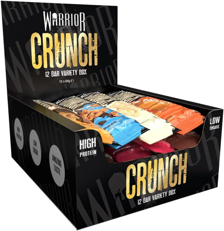 Crunch - High Protein Bars - 20G Protein Each Bar - Low Carb, Low Sugar Snack - 12 Pack X 64G (White Chocolate)