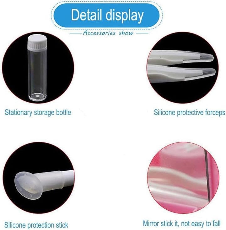 Contact Lens Case with Mirror - Contact Lens Box Holder Container, Outdoor Mini Contact Lens Soak Storage Kit with L and R Caps for Travel & Home (Black)