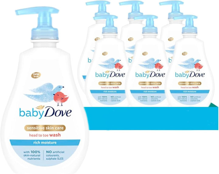 Rich Moisture Head to Toe Wash - Gentle & Nourishing Hair and Body Wash for Babies, Tear-Free Formula, Delicate Fragrance, Keeps Hair and Skin Soft, Ideal for Newborns - 400Ml, Pack of 3