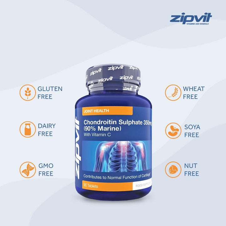 Chondroitin Sulphate 1050Mg with Vitamin C, 90 Tablets, 90% Pure Marine Chondroitin Joint Care Supplement for Women & Men
