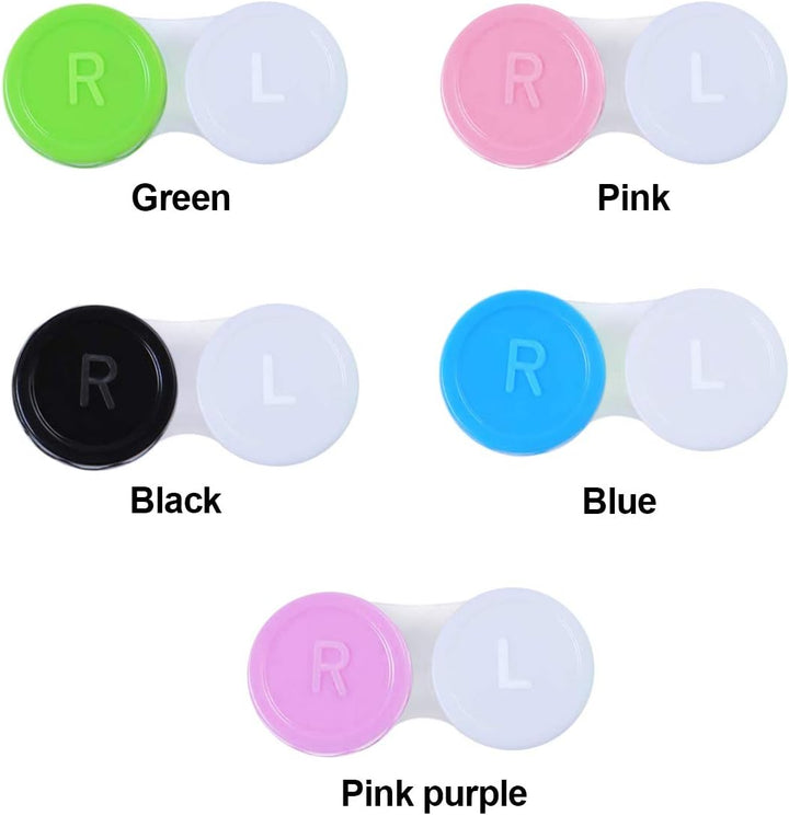 20PCS Travel Contact Lens Cases, Portable Contact Lens Travel Kit Case, Mini Box Container Contact Lens Holder, Contact Lens Soaking Storage Case with L and R Caps - Green Blue Black Pink