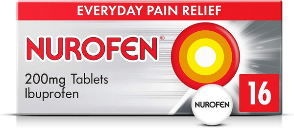 Ibuprofen 200Mg Tablets, 16 Caplets for Headache, Migraine, Back Pain, Cold & Flu Relief, 8-Hour Painkiller, Over-The-Counter Medication