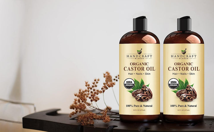 Organic Castor Oil - 473 Ml - 100% Pure and Natural - Premium Grade Carrier Oil for Hair Growth, Eyelashes and Eyebrows - Hair and Body - Expeller-Pressed & Hexane-Free