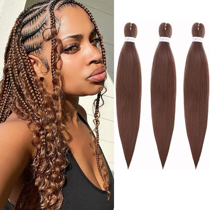 3 Packs Pre Stretched Braiding Hair Extension Yaki Texture EZ Braids Hair for Coi Leray Braids Black Braiding Crochet Hair Extensions /30 Inch 1B#