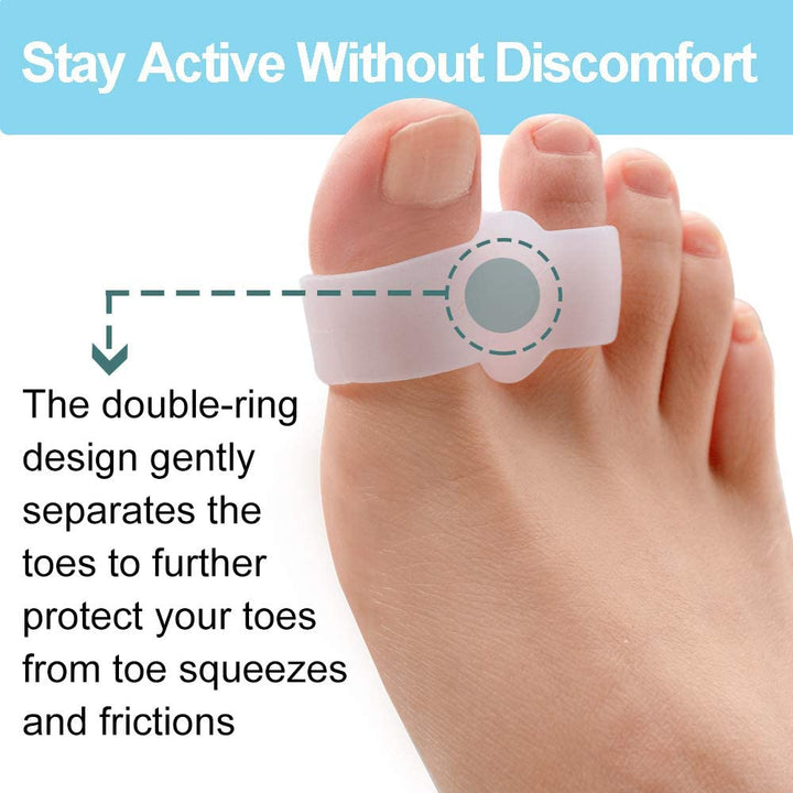 Pack of 12 Bunion Corrector, Toe Separators with 2 Loops, Big Toe Space Suitable for Bunion and Overlap Toe (White)