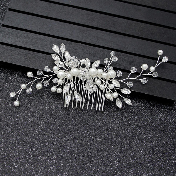 Bridal Flower Side Hair Clips,  Pearl Hair Pieces Comb Bridal Headpiece for Brides Hair Comb Wedding Prom Birthday Party Hair Accessories (Style-A)