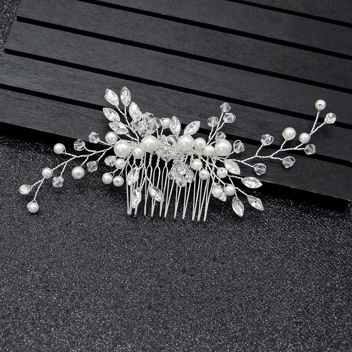 Bridal Flower Side Hair Clips,  Pearl Hair Pieces Comb Bridal Headpiece for Brides Hair Comb Wedding Prom Birthday Party Hair Accessories (Style-A)