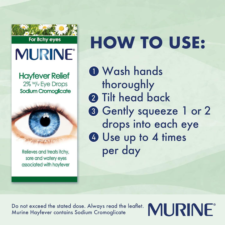 Hayfever Eye Drops, Hayfever Treatment for Itchy and Painful Eyes, Anti-Inflammatory Eye Drops 10Ml