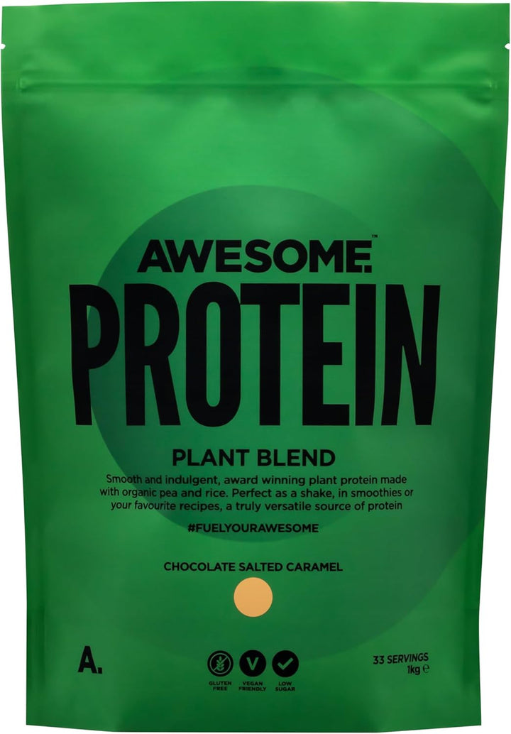Awesome Supplements – Vegan Protein Powder – Organic 1KG – High Protein Plant-Based Powder – 21,6 G Protein per Serving – Low Calorie, Low Sugar – Pea Protein, Organic Protein (1 KG, Choc & Nut)