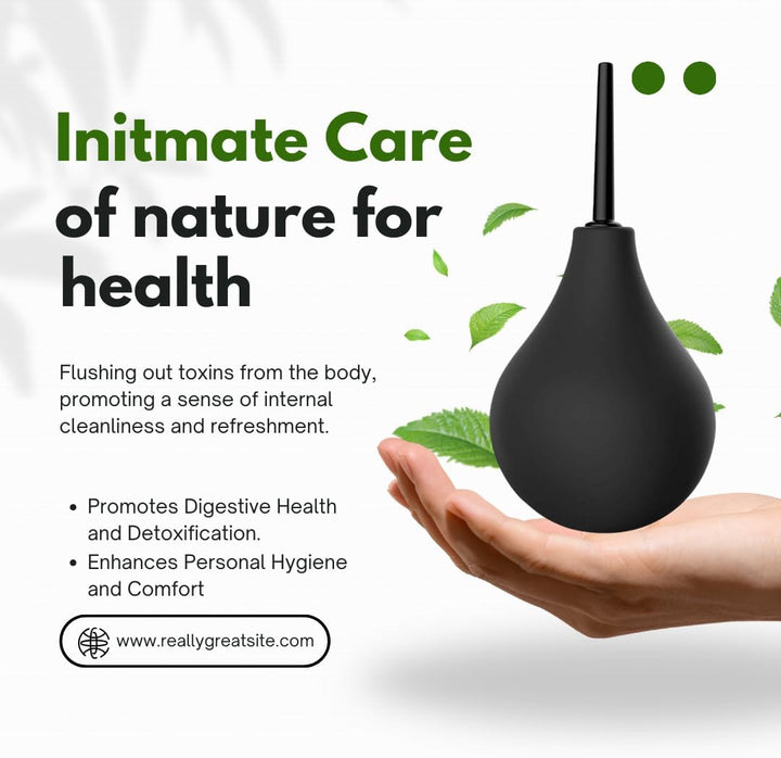 Enema Bulb 224Ml for Men and Women - Reusable Colon Cleansing Douche for Constipation - UKCA, CE & FDA Certified - Includes 2 Slim Nozzles (1 Soft, 1 Hard)