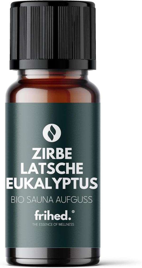 Frihed. Sauna Infusion Mini - Highly Concentrated Sauna Oil - Sample Size - Long-Lasting Fragrance - Made in Lüneburg - 10 Ml Glass Bottle (Pine, Mountain Pine, Eucalyptus)
