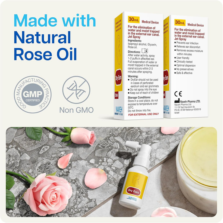 ® Dry Ears | Swimmers Ear Drops Spray - Ear Drying Drops for Swimmers Adults and Kids/Remove Water Trapped in Ears and Hearing Loss (30 ML)