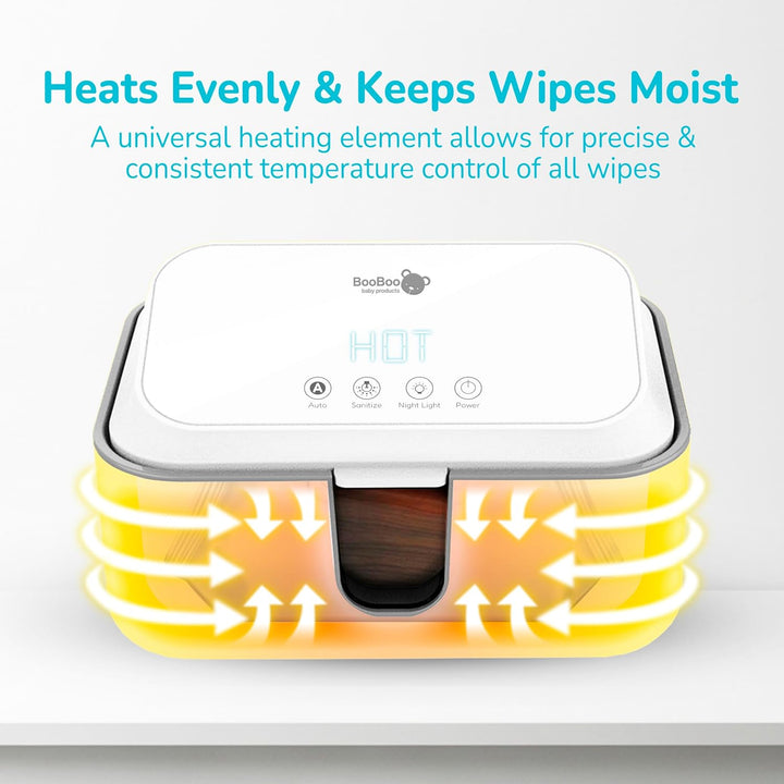 Booboo ® Baby Wipe Warmer with UV Sanitiser | Wipe Warmer for Babies Including Night Light | Large Capacity Wet Wipe Dispenser | X3 Precise Temperature Modes with Fast Heating
