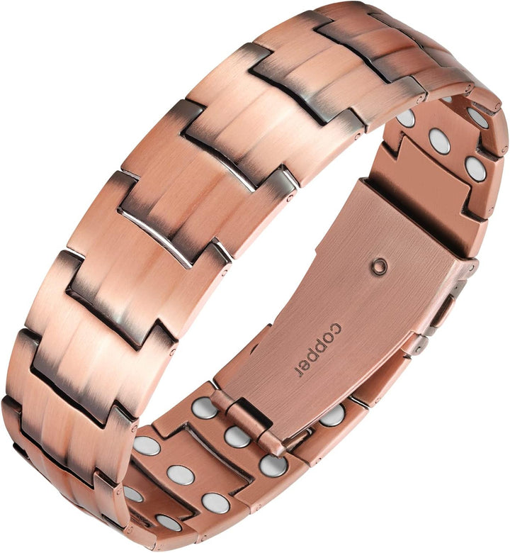 99.99% Soild Copper Bracelets for Men,3X Magnetic Bracelets Men with Ultra Strength Magnets,Adjustable Size&Jewelry Gift Box
