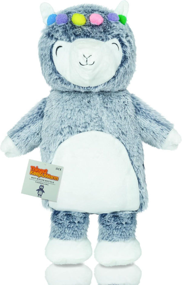 Cute Plush and Cuddly Animal Hot Water Bottles (Blue Llama)