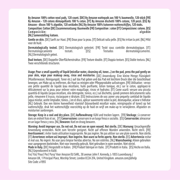 Cotton Wool Pads, Dual Texture, 100% Cotton, 120 Pads