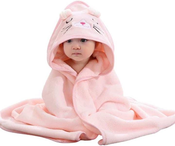 Hooded Towel for Babies, 80 X 80 Cm, Baby Bath Towel, Baby Bath Towel Made of Coral Fleece, Babies Newborns, Blue