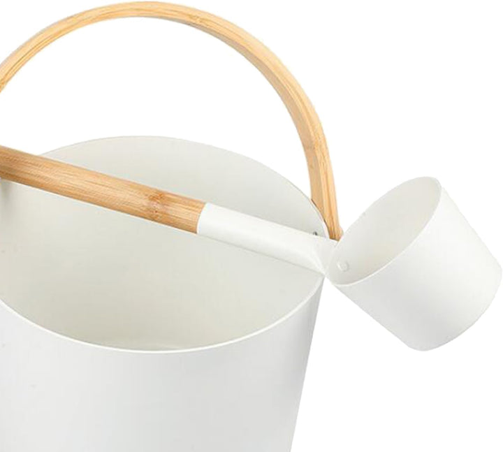 Sauna Aluminum Bucket for Ultimate Relaxation for Sauna Experience Sauna Bucket with Long Handle Spoon Aluminum Sauna Bucket, 5L White