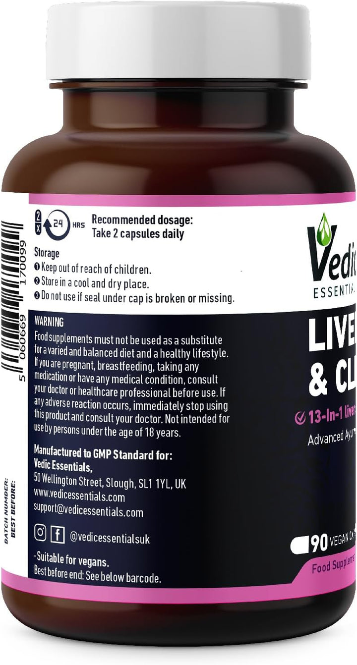 Vedic Advanced Liver Cleanse & Detox | High Strength Liver Support Capsules | 13 Essential Natural Ingredients for Healthy Liver Function | Vegan, UK Made, Premium Supplement